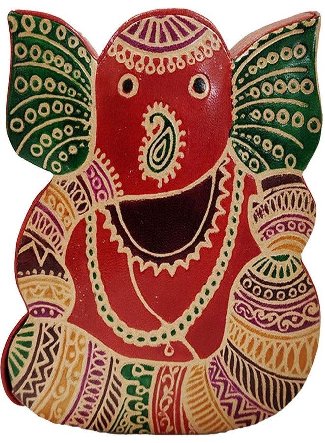 MaatirDesigns Ganesha Leather Piggy Bank - Stylish Money Saving Box for Adults, Kids, Home & Office Décor (Red) - Image 1